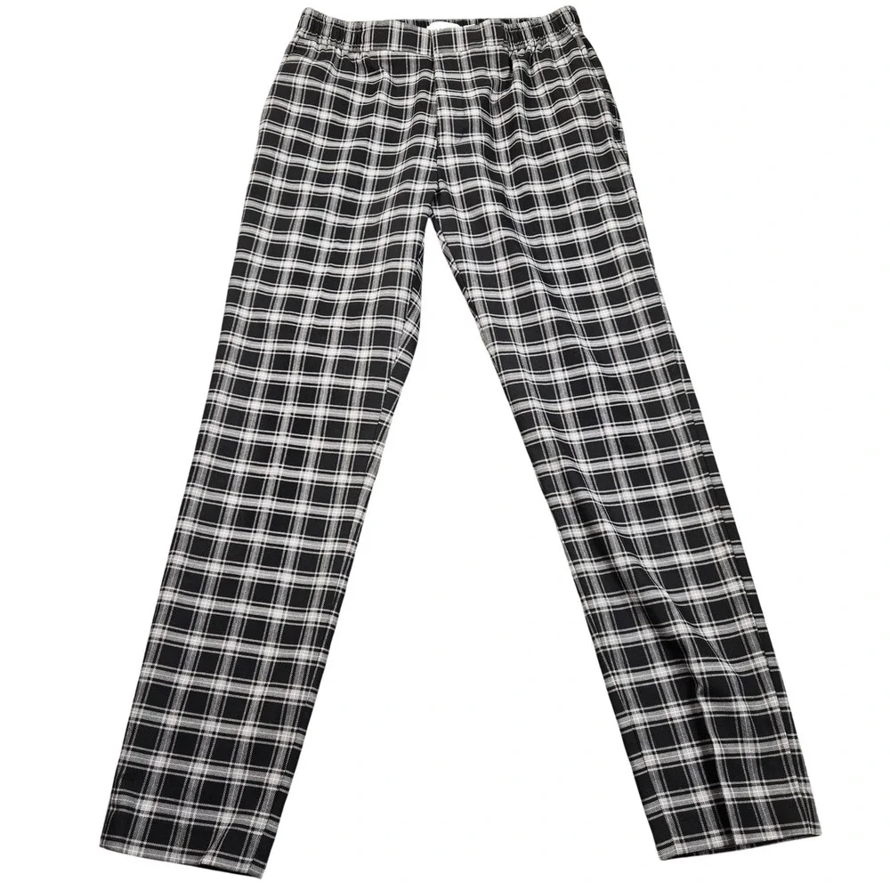 Topman Pants Mens 29x29 (34x34 Tag) Black Plaid Elastic Waist Slim Tapered Dress